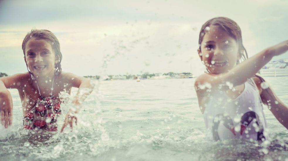 Kids splashing in the sea
